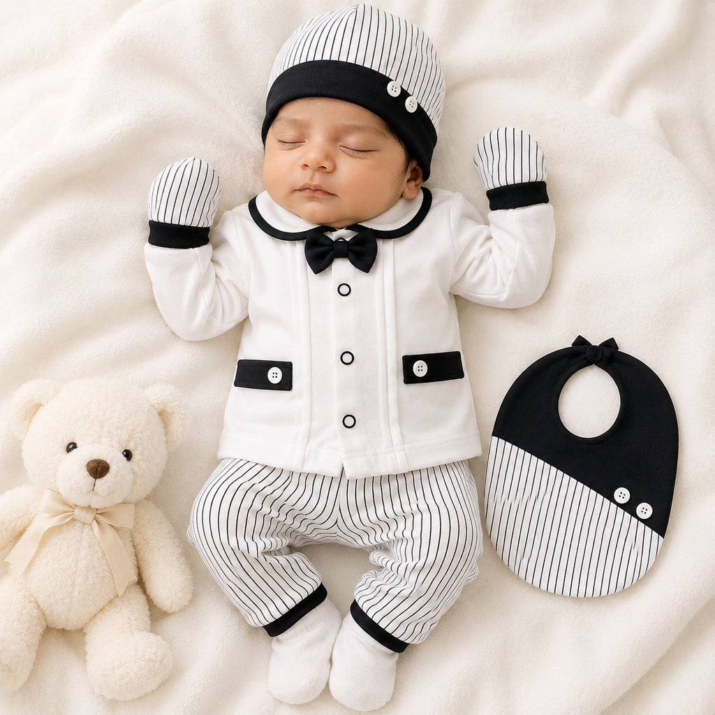 Classic Black & White Baby Boy 7-Piece Gift Set