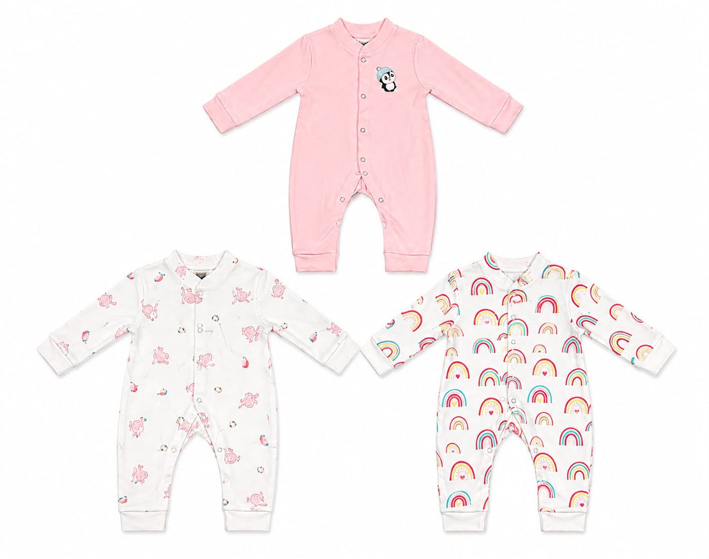 3 Piece Baby Romper Set – Pink Collection | 0–3 Months