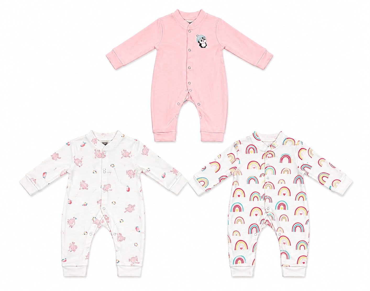 3 Piece Baby Romper Set – Pink Collection | 0–3 Months