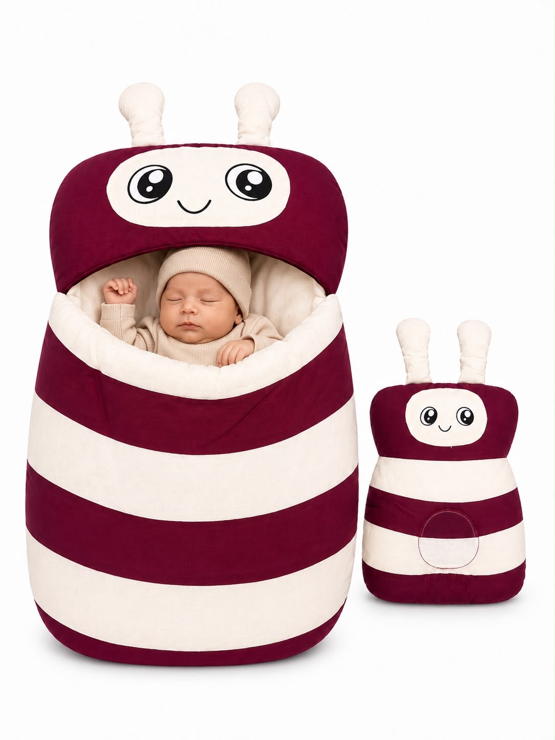 🐝 Baby Bee Sleeping Bag with Matching Pillow | Soft Plush Newborn Nest