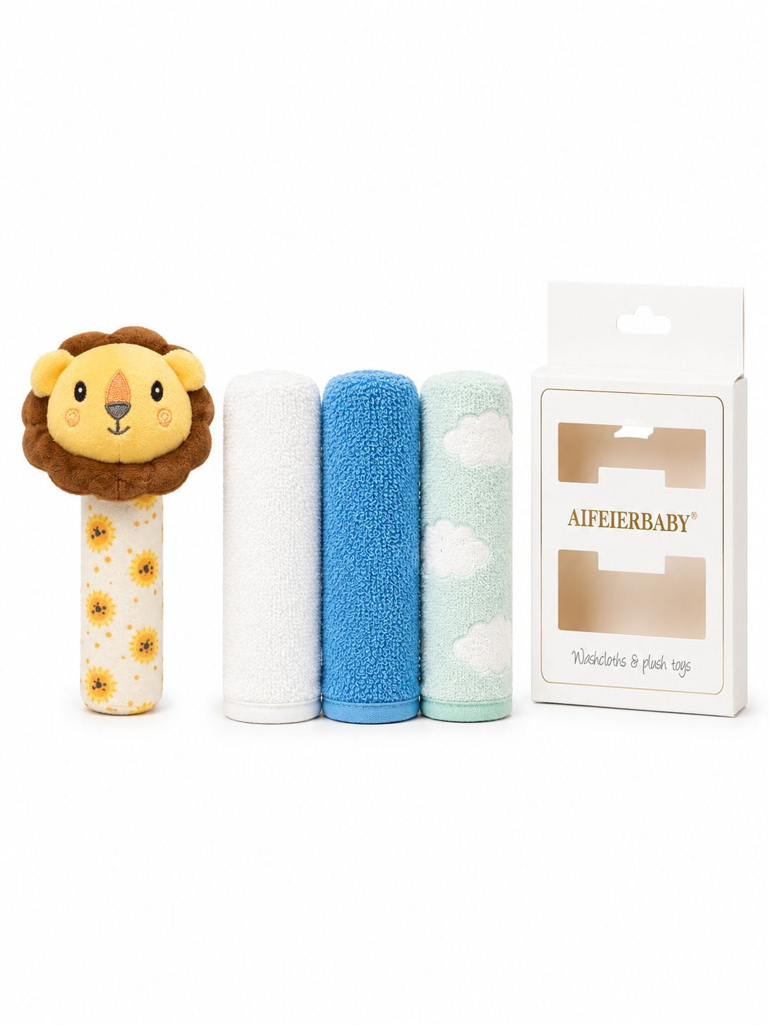 Lion Baby Washcloth & Plush Toy Set