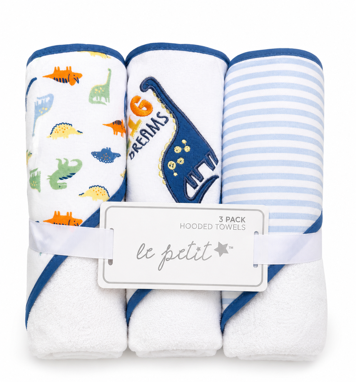 3Piece Baby Bath Set – Hooded Towels & Washcloths for Newborn Boys