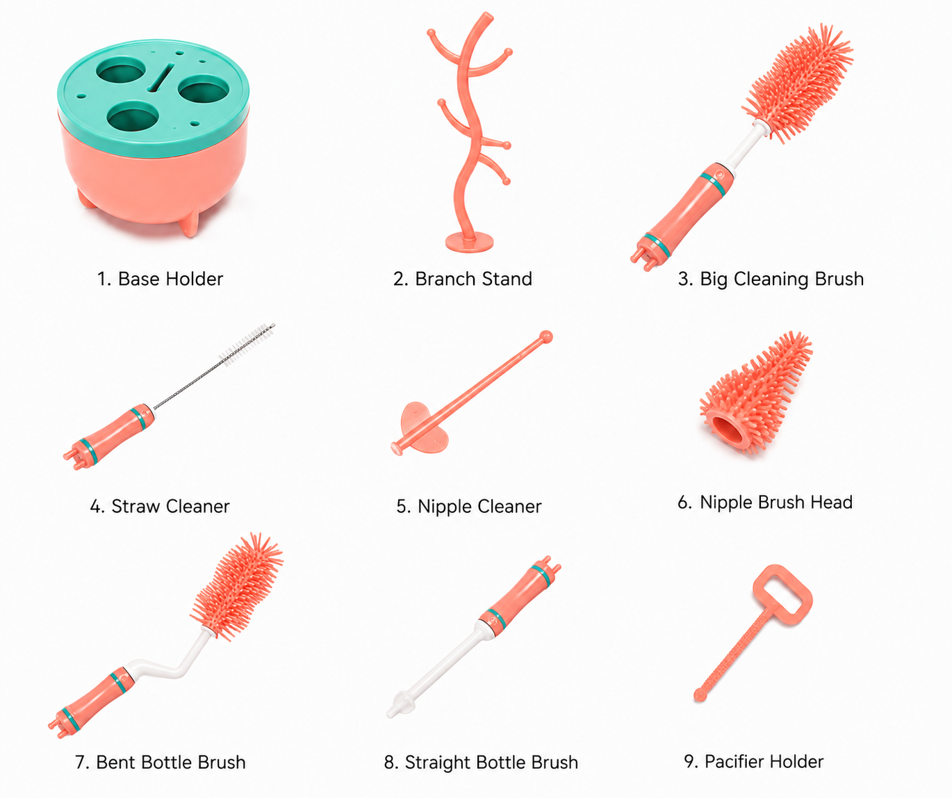 9-in-1 Baby Bottle Cleaning Brush Set