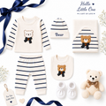 MiniMora Premium 7-Piece Newborn Baby Gift Set | Teddy Bear Collection | Soft Cotton - BLUE
