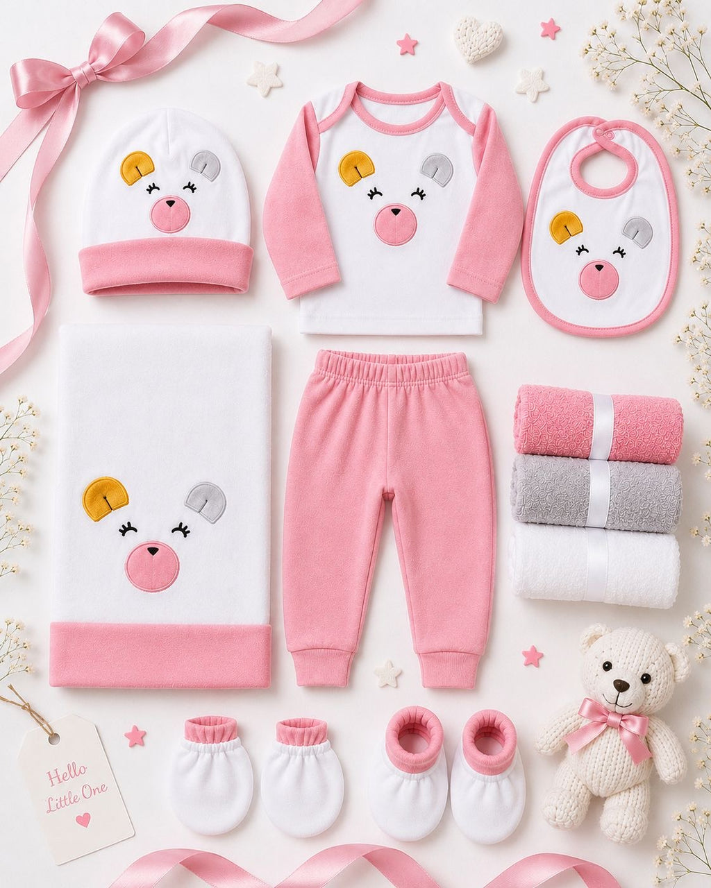 11-Piece Premium Baby Gift Set – Pink Bear Collection