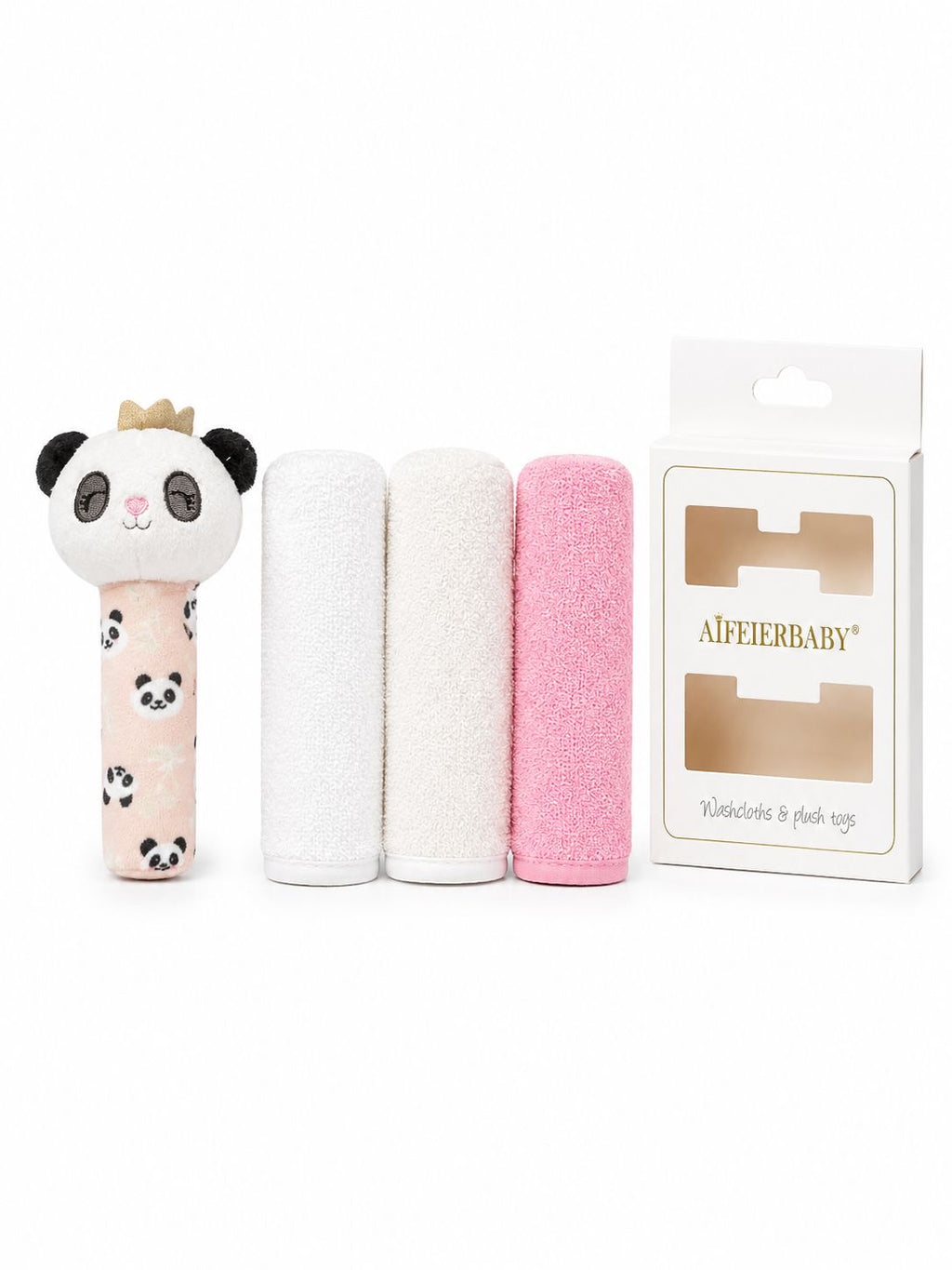 Panda Baby Washcloth & Plush Toy Set