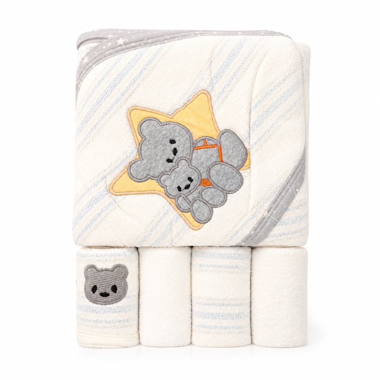 Premium Baby Bath Towel & Face Towel Set – 5 Pieces