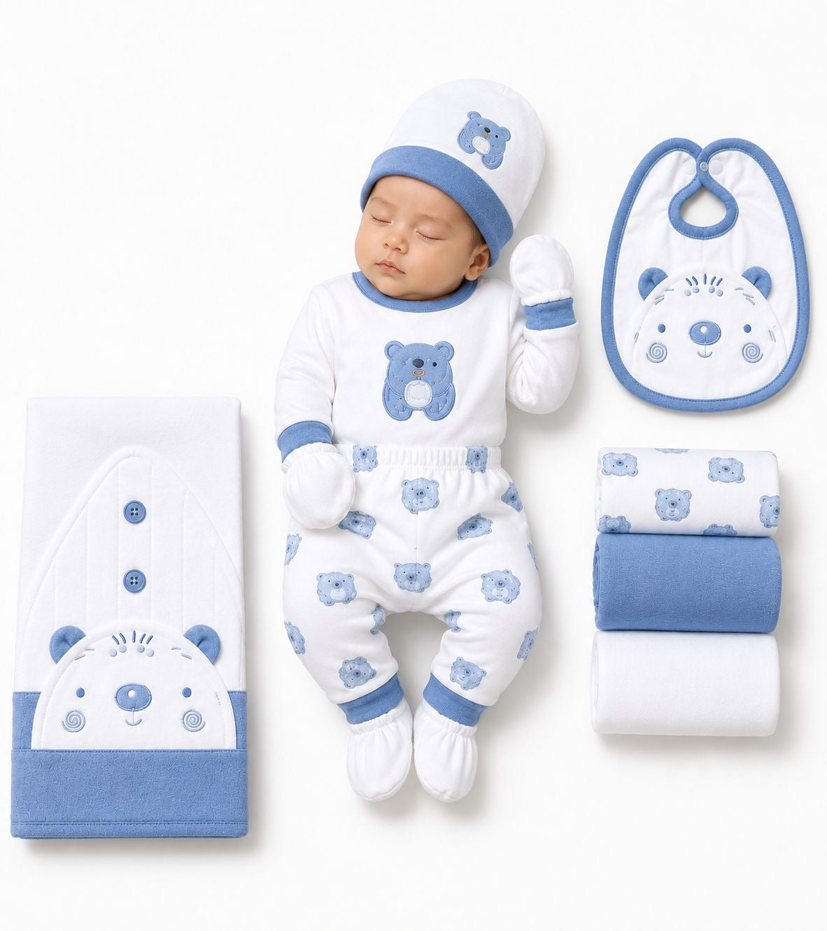 Premium Teddy Bear Newborn Gift Set – Baby Blue Collection