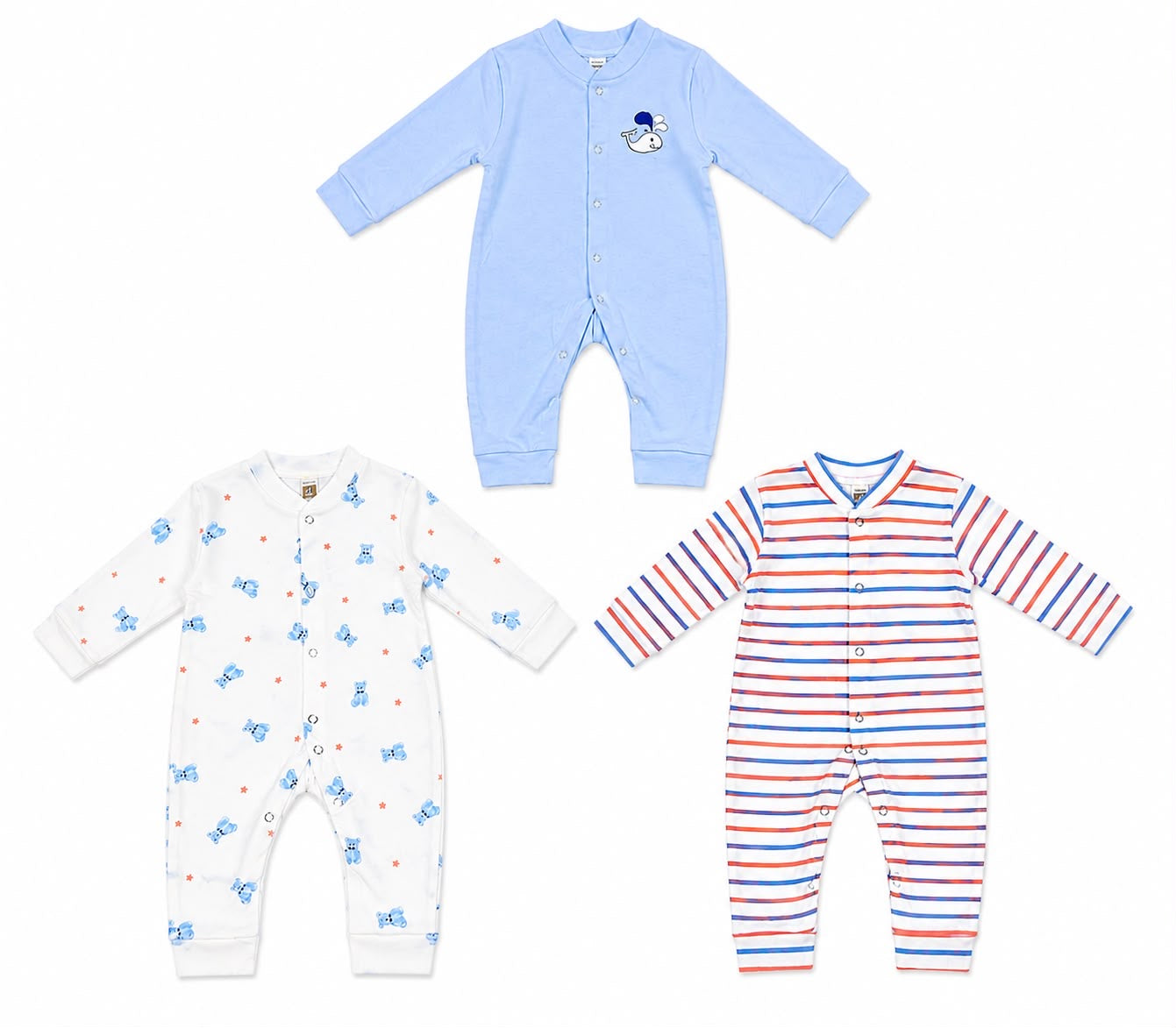 3 Piece Baby Romper Set – Blue Collection | 0–3 Months (Copy)