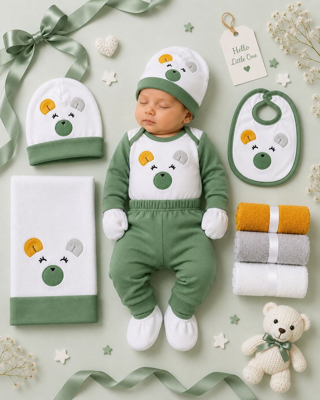 11-Piece Premium Baby Gift Set – Green Bear Collection