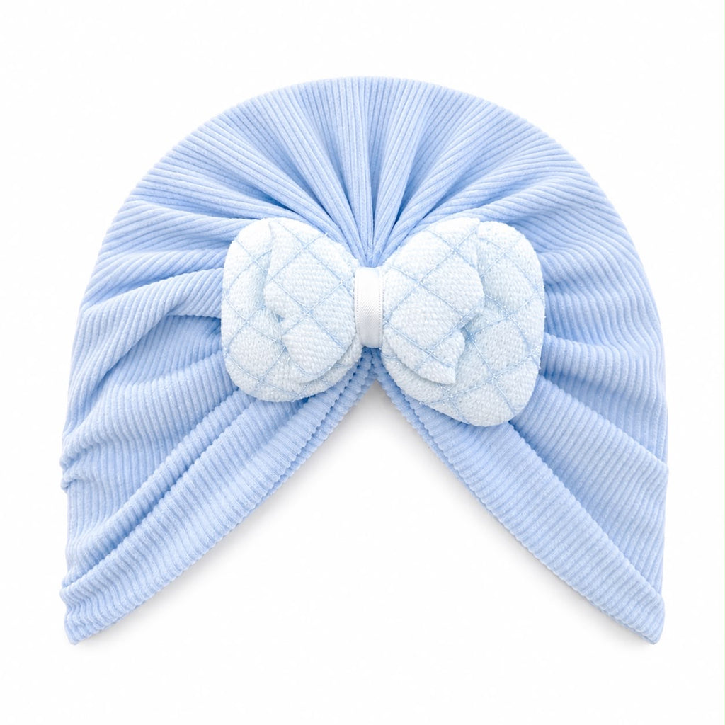 Baby Girls Soft Blue Bow Headband Cap – Cute & Stylish Newborn Headwear