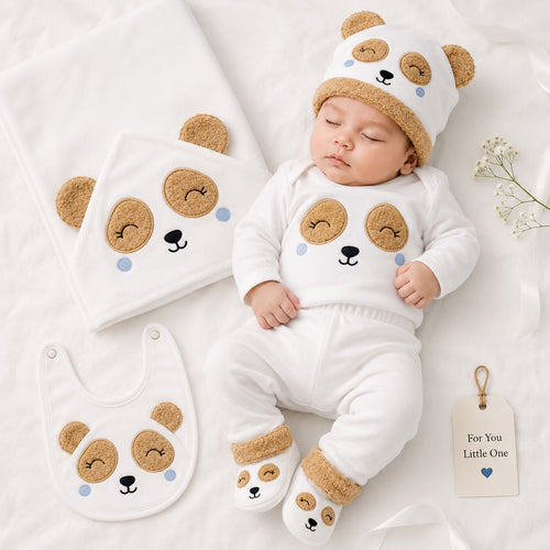 10-Piece Winter Baby Gift Set – Cozy Bear Collection (Beige/White)