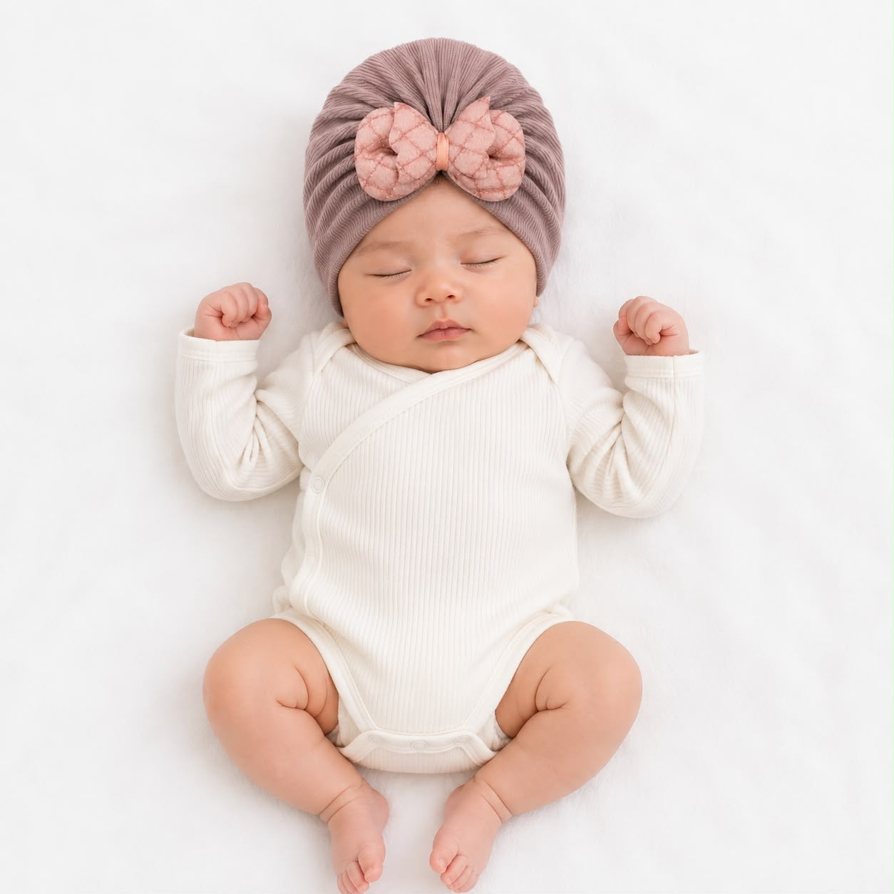 Baby Girls Soft Purple Pink Bow Headband Cap – Cute & Stylish Newborn Headwear