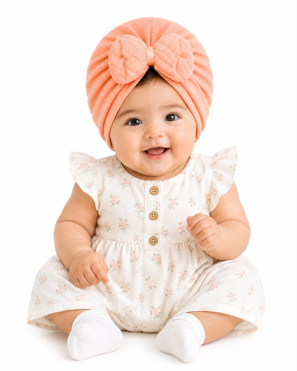 Baby Girls Soft Orange Pink Bow Headband Cap – Cute & Stylish Newborn Headwear