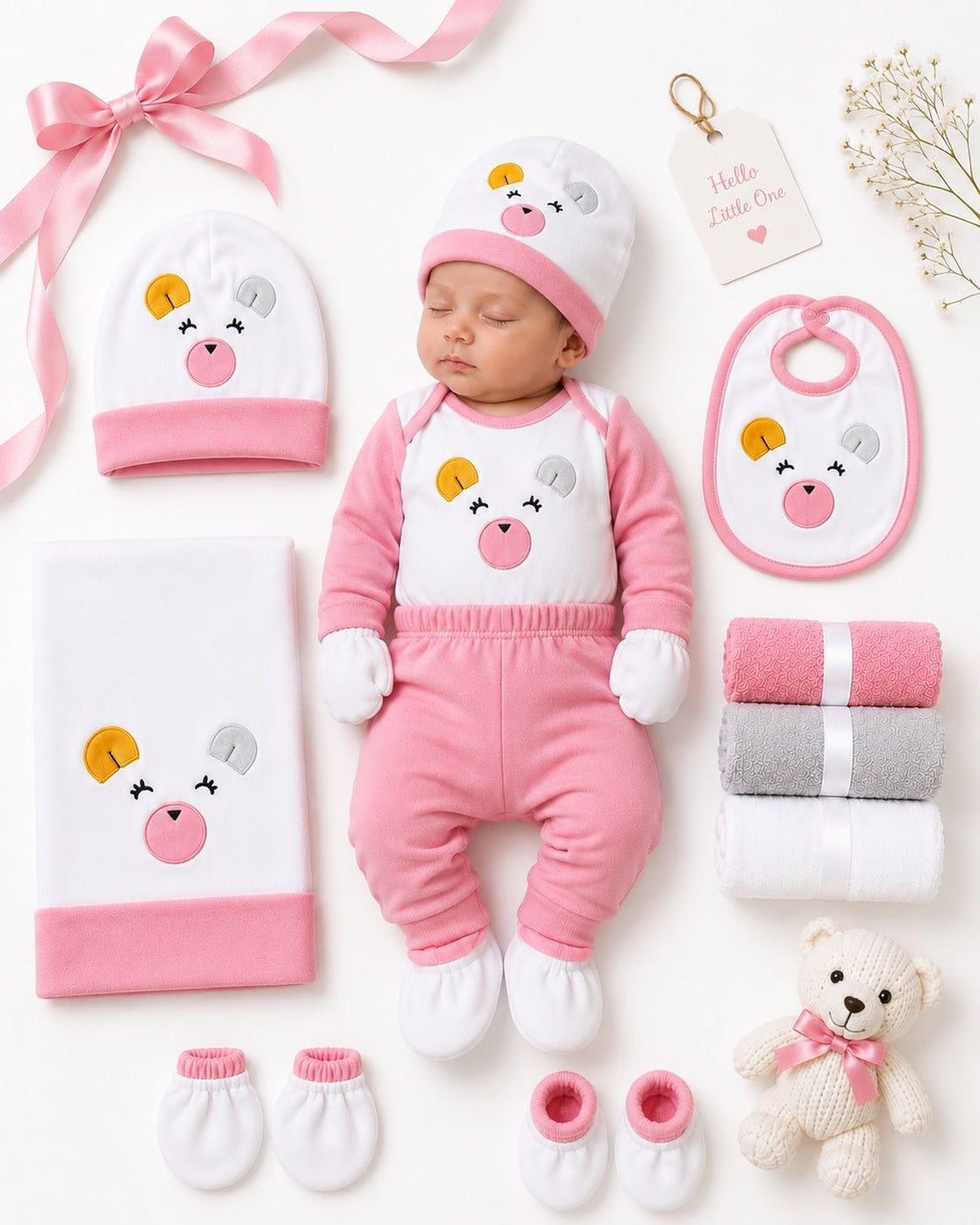 11-Piece Premium Baby Gift Set – Pink Bear Collection