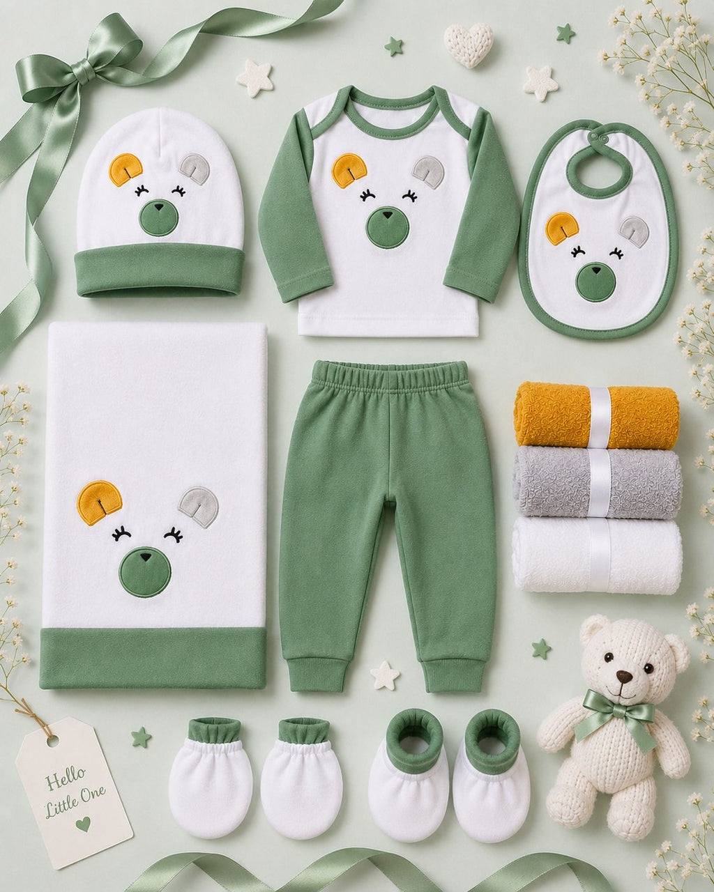 11-Piece Premium Baby Gift Set – Green Bear Collection