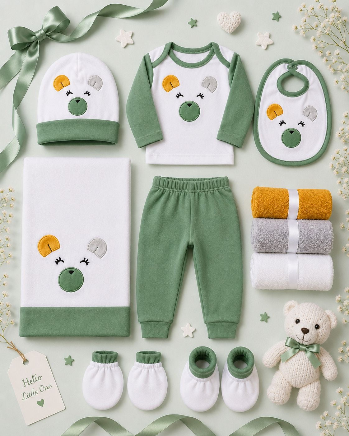 11-Piece Premium Baby Gift Set – Green Bear Collection