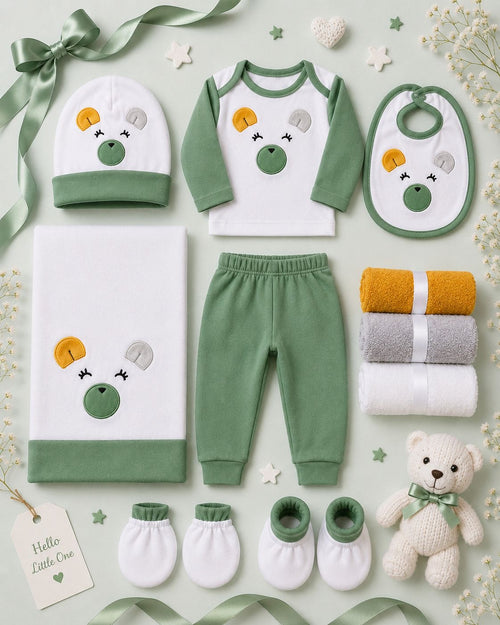 11-Piece Premium Baby Gift Set – Green Bear Collection