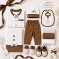 Premium 11-Piece Newborn Gift Set – Brown & White Collection