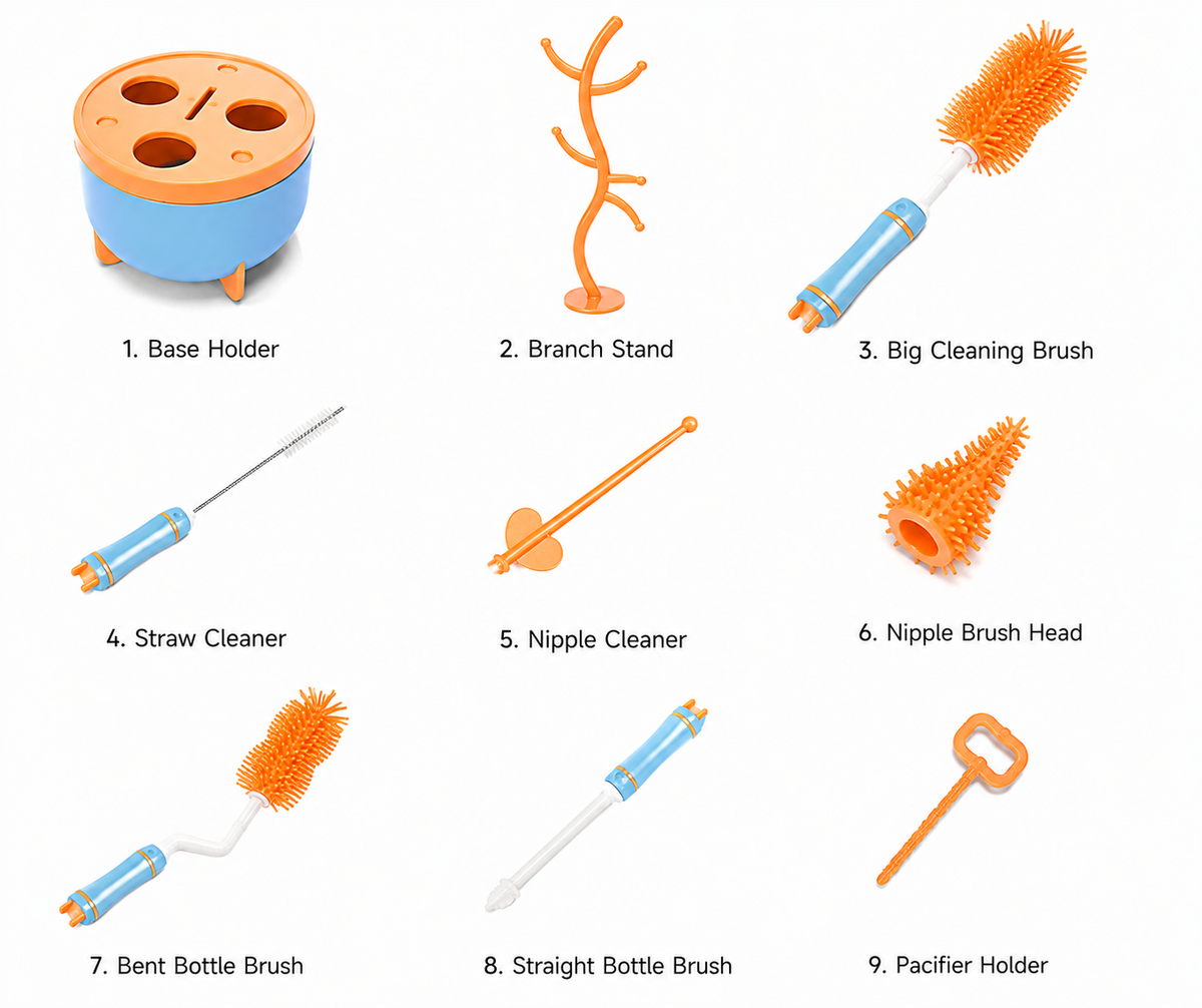 9-in-1 Baby Bottle Cleaning Brush Set