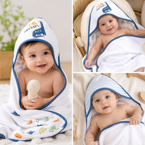 3Piece Baby Bath Set – Hooded Towels Ultra Soft Floral Bath Towels for Newborn