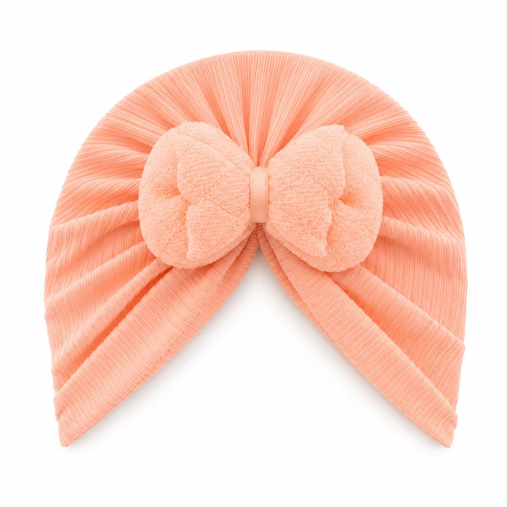 Baby Girls Soft Orange Pink Bow Headband Cap – Cute & Stylish Newborn Headwear