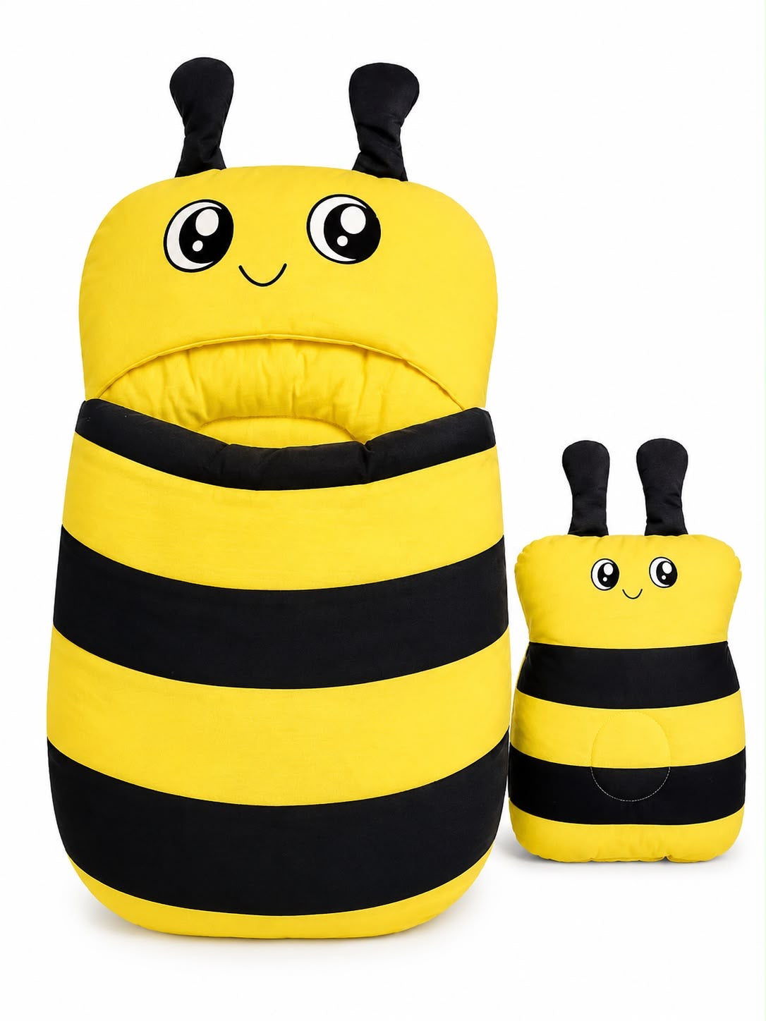 🐝 Baby Bee Sleeping Bag with Matching Pillow | Soft Plush Newborn Nest
