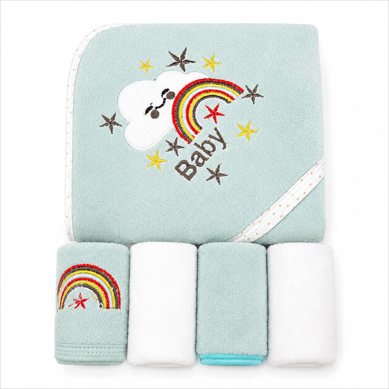 Premium Baby Bath Towel & Face Towel Set – 5 Pieces