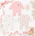 3 Piece Baby Romper Set – Pink Collection | 0–3 Months