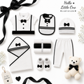 10-Piece Newborn Baby Gift Set – Cream & Black Bow Collection