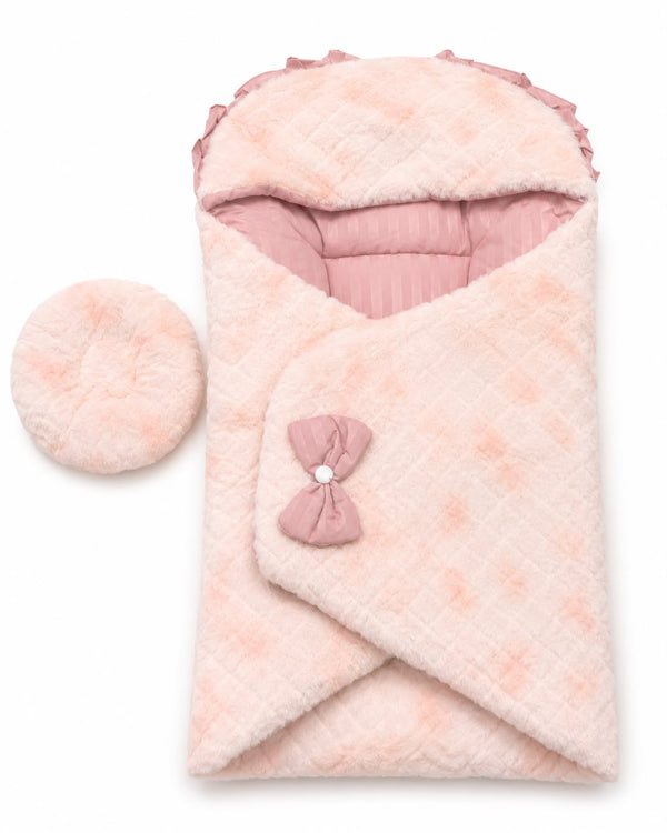 Luxury Fur Baby Swaddle Wrap with Pillow – Ultra Soft & Cozy