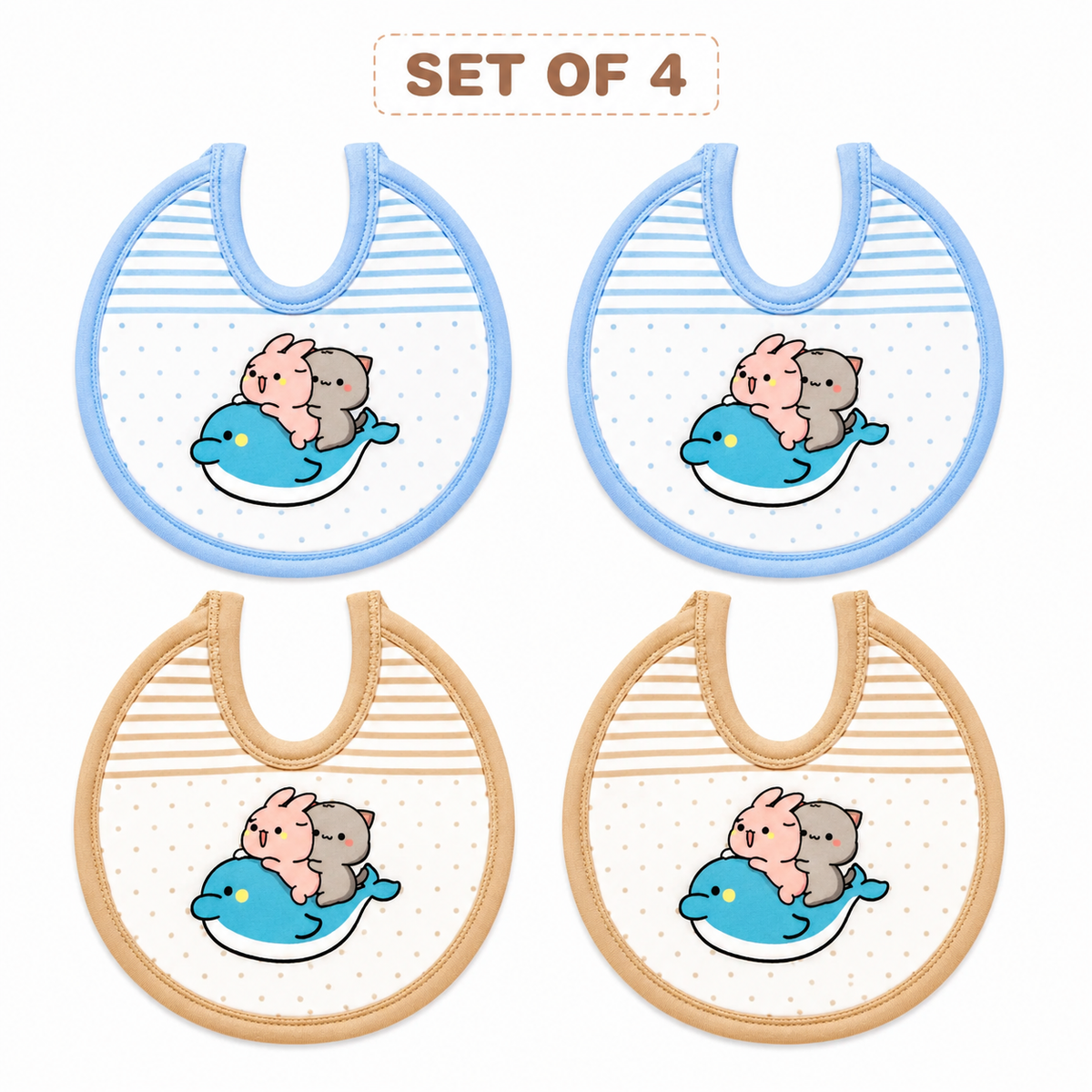 Baby Bibs Set of 4 – Ultra Soft & Safe Feeding Bibs SMALL
