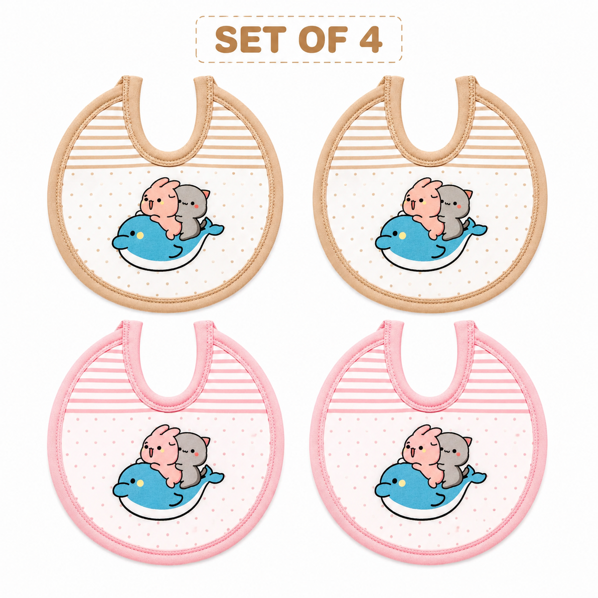 Baby Bibs Set of 4 – Ultra Soft & Safe Feeding Bibs SMALL