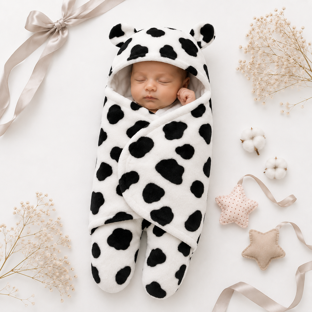 Premium Panda Hooded Baby Swaddle + Romper