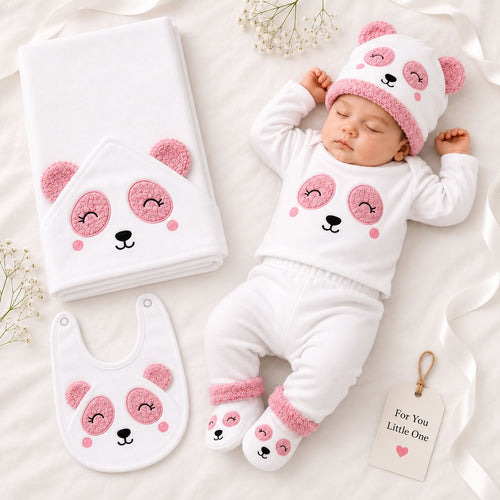 10-Piece Winter Baby Gift Set – Cozy Bear Collection (Pink/White)