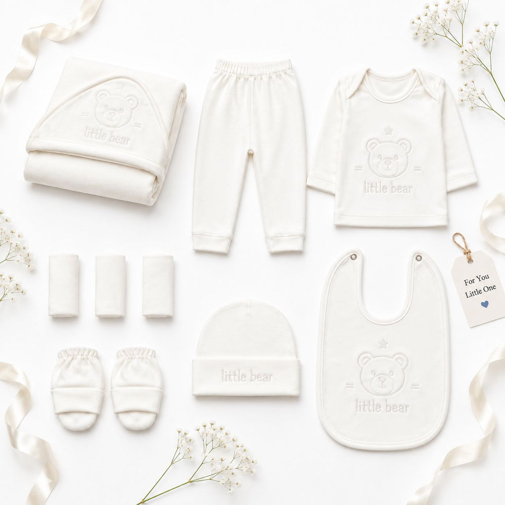 Little Bear 10-Piece Newborn Baby Gift Set WHITE Winter Collection