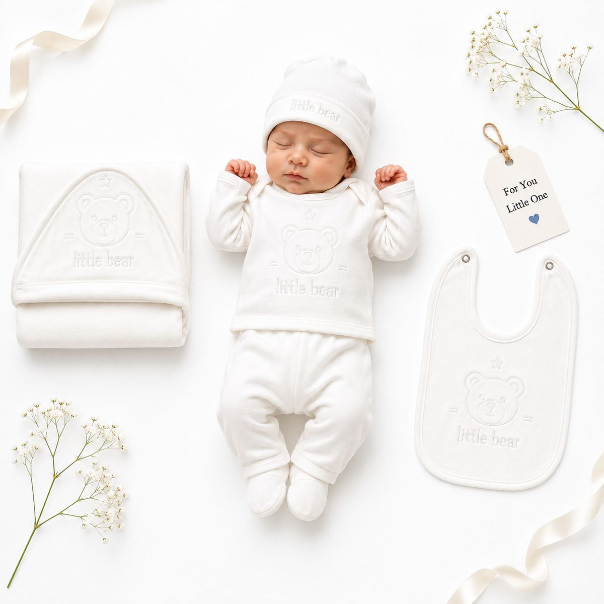 Little Bear 10-Piece Newborn Baby Gift Set WHITE Winter Collection